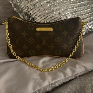 Louis Vuitton Monogram Clutch with Gold Chain